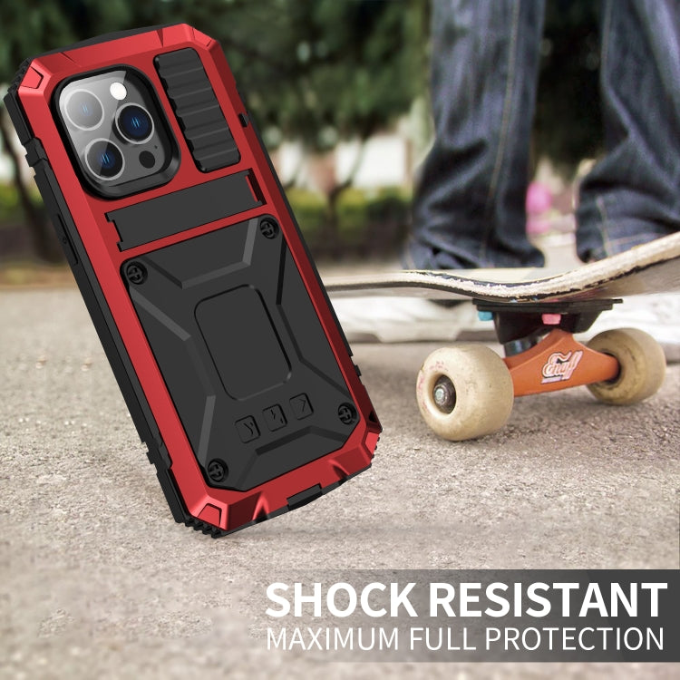 For iPhone 14 Pro R-JUST Shockproof Waterproof Dust-proof Case with Holder(Red) - HoMEdemic™ 