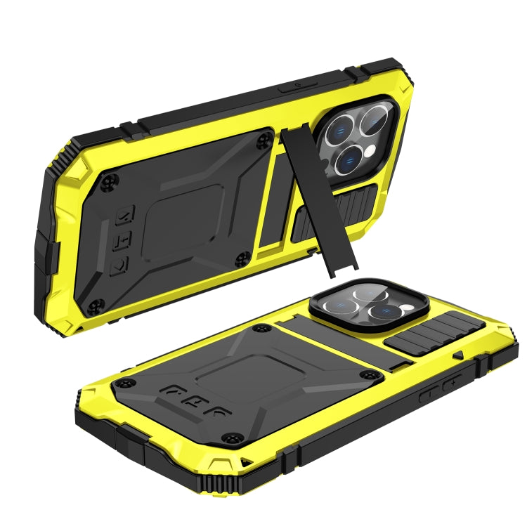 For iPhone 14 Pro R-JUST Shockproof Waterproof Dust-proof Case with Holder(Yellow) - HoMEdemic™ 