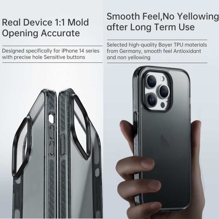 For iPhone 14 Pro Rock Crystal Armor PC Shockproof TPU Phone Case(Transparent Black) - HoMEdemic™ 