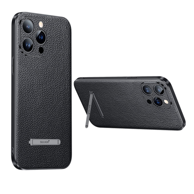 For iPhone 14 Pro SULADA Famous Artisan Series Litchi Leather PC + TPU Phone Case(Black) - HoMEdemic™ 