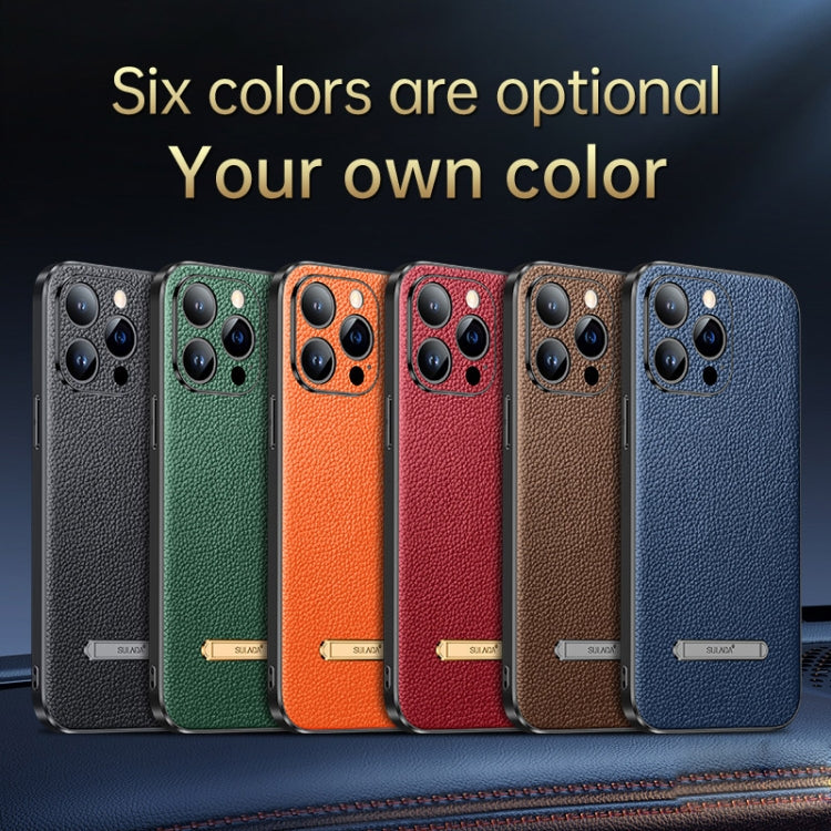 For iPhone 14 Pro SULADA Famous Artisan Series Litchi Leather PC + TPU Phone Case(Black) - HoMEdemic™ 
