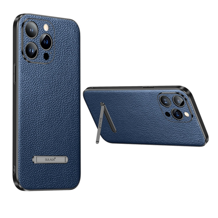 For iPhone 14 Pro SULADA Famous Artisan Series Litchi Leather PC + TPU Phone Case(Blue) - HoMEdemic™ 