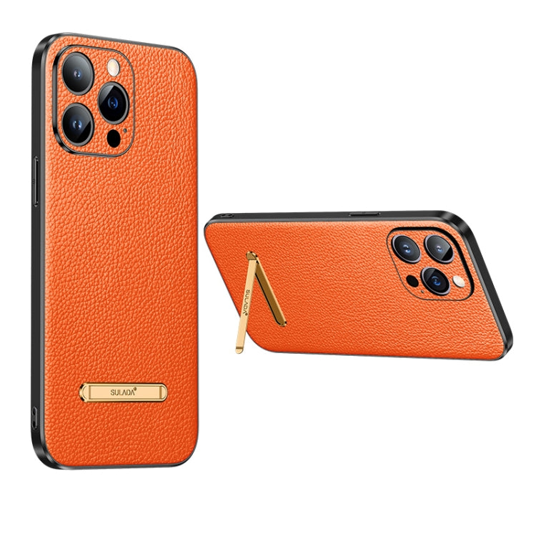 For iPhone 14 Pro SULADA Famous Artisan Series Litchi Leather PC + TPU Phone Case(Orange) - HoMEdemic™ 