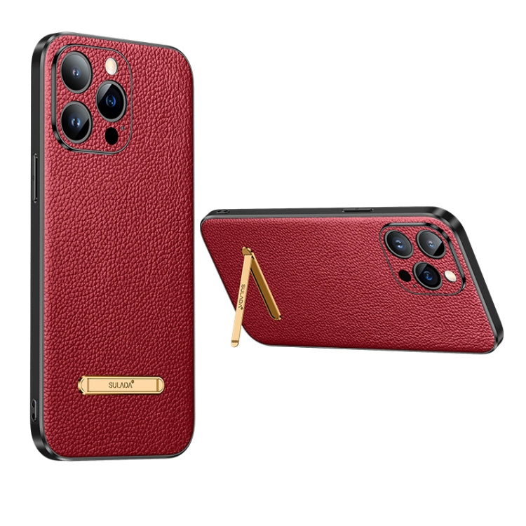 For iPhone 14 Pro SULADA Famous Artisan Series Litchi Leather PC + TPU Phone Case(Red) - HoMEdemic™ 