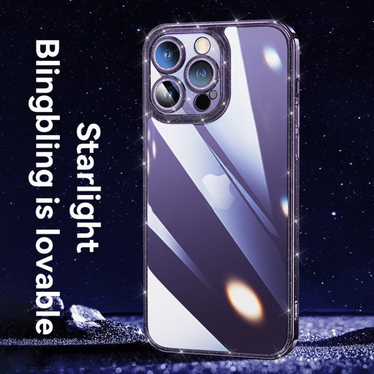 For iPhone 14 Pro SULADA Glittery TPU + Tempered Glass Phone Case(Purple) - HoMEdemic™ 