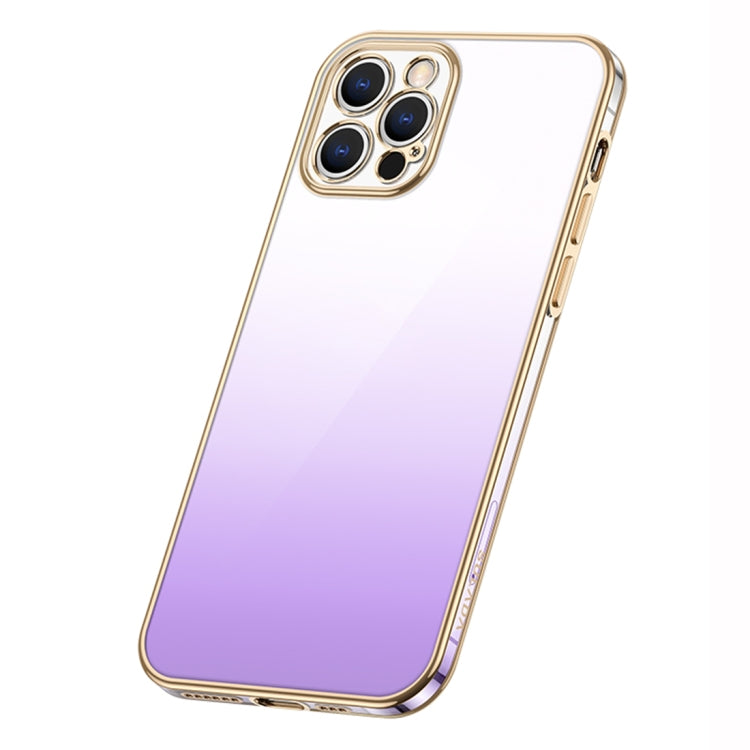 For iPhone 14 Pro SULADA Iridescence Series Plating Transparent Gradient Phone Case(Purple) - HoMEdemic™ 