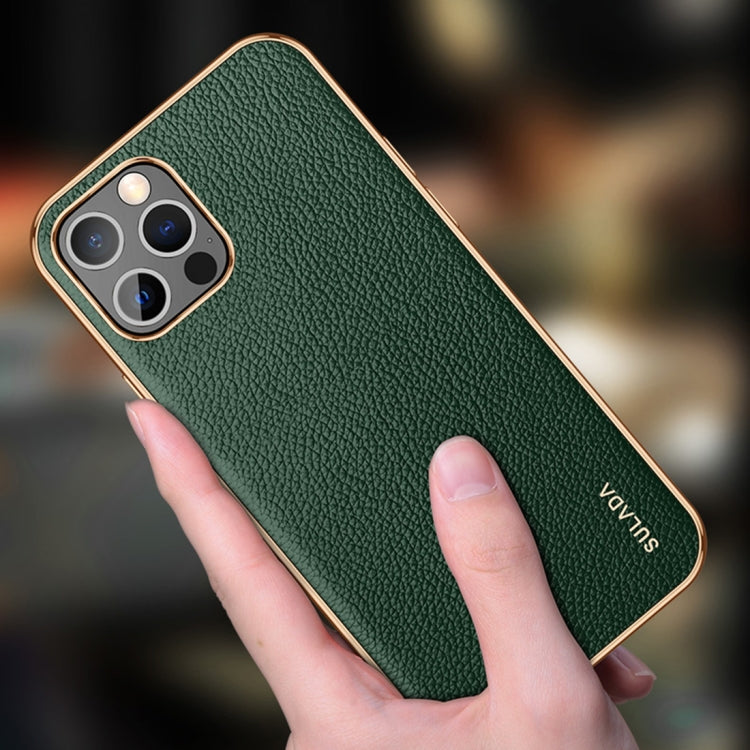 For iPhone 14 Pro SULADA Shockproof TPU + Handmade Leather Phone Case(Borwn) - HoMEdemic™ 