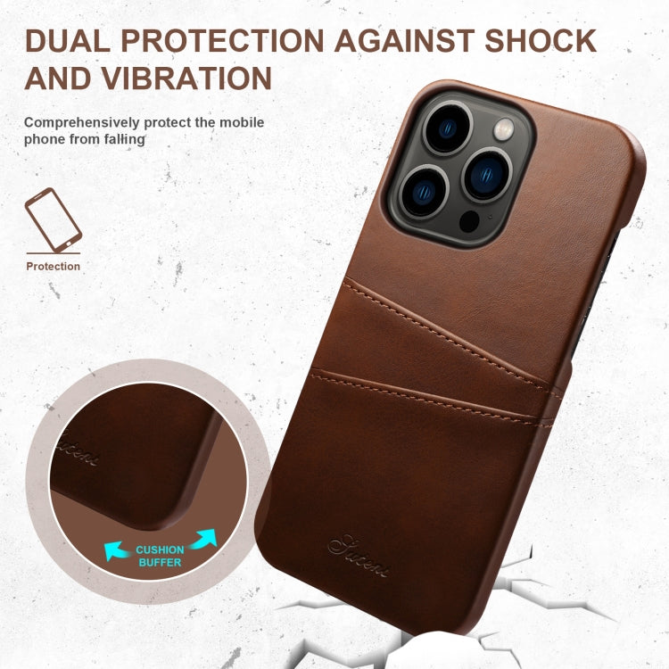 For iPhone 14 Pro Suteni Calf Texture Card Slots Phone Case(Brown) - HoMEdemic™ 