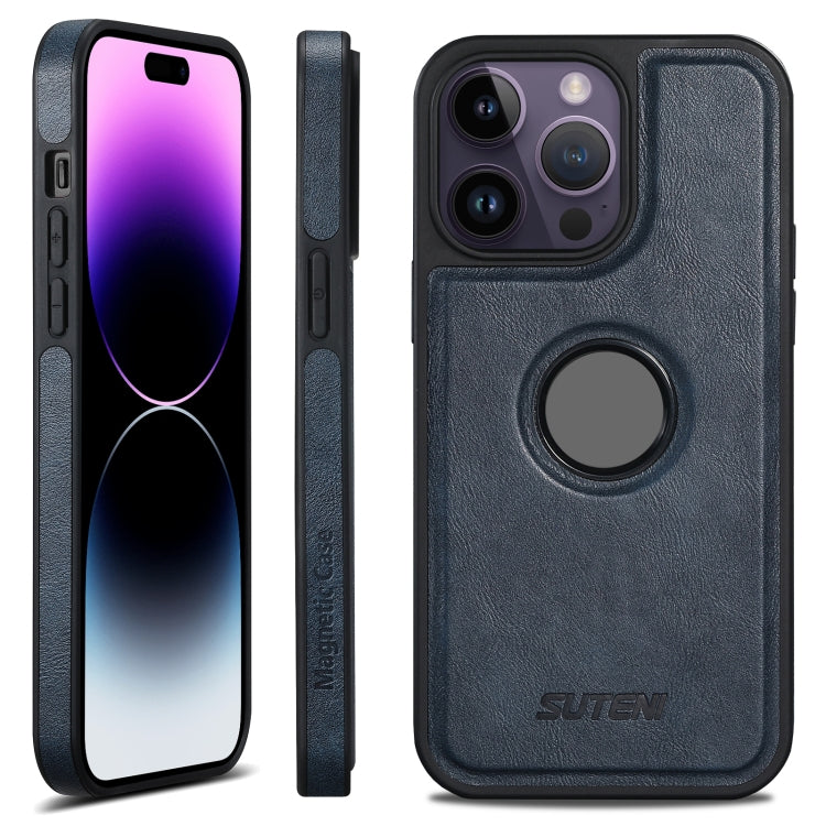 For iPhone 14 Pro Suteni G1 Magsafe Leather Back Phone Case(Blue) - HoMEdemic™ 