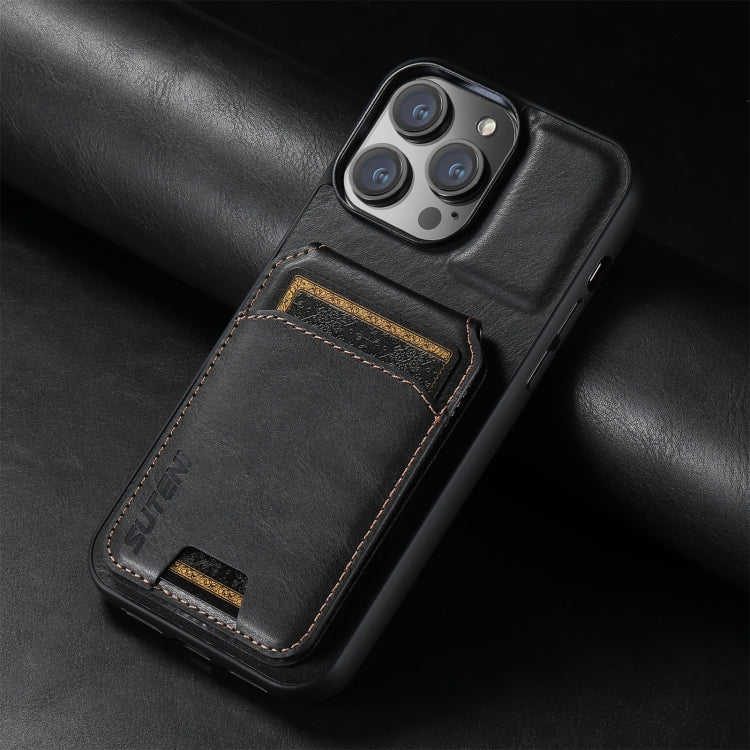 For iPhone 14 Pro Suteni H02 Leather Wallet Stand Back Phone Case(Black) - HoMEdemic™ 