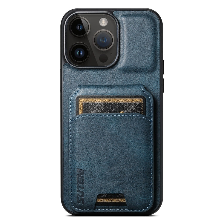 For iPhone 14 Pro Suteni H02 Leather Wallet Stand Back Phone Case(Blue) - HoMEdemic™ 
