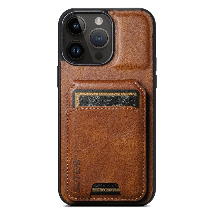 For iPhone 14 Pro Suteni H02 Leather Wallet Stand Back Phone Case(Brown) - HoMEdemic™ 
