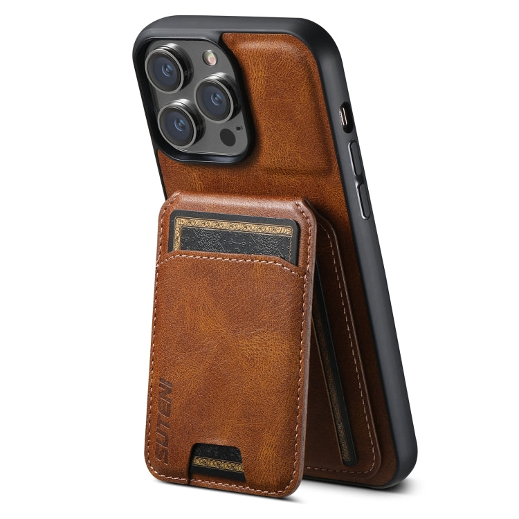 For iPhone 14 Pro Suteni H02 Leather Wallet Stand Back Phone Case(Brown) - HoMEdemic™ 