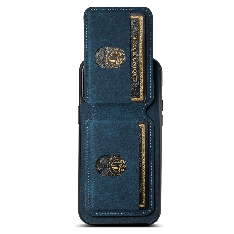 For iPhone 14 Pro Suteni H02 Litchi Leather Card Wallet Stand Back Phone Case(Blue) - HoMEdemic™ 