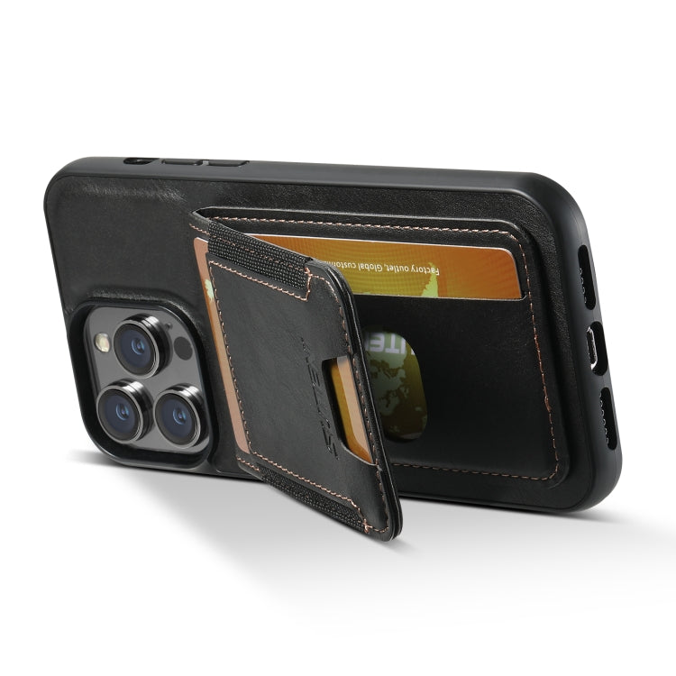 For iPhone 14 Pro Suteni H03 Oil Wax Leather Wallet Stand Back Phone Case(Black) - HoMEdemic™ 