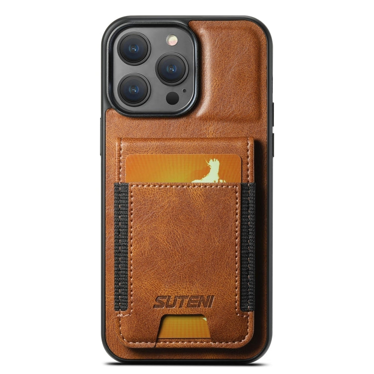 For iPhone 14 Pro Suteni H03 Oil Wax Leather Wallet Stand Back Phone Case(Brown) - HoMEdemic™ 