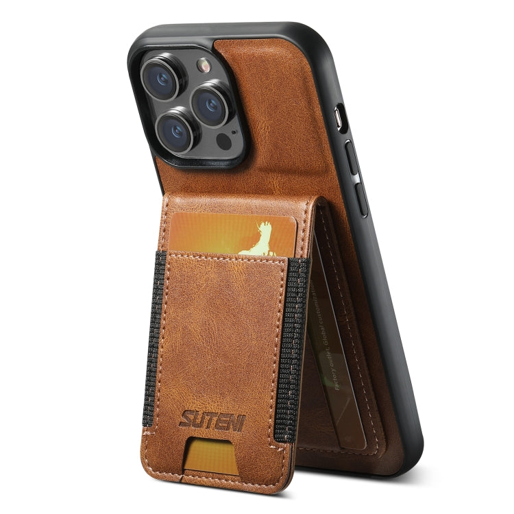 For iPhone 14 Pro Suteni H03 Oil Wax Leather Wallet Stand Back Phone Case(Brown) - HoMEdemic™ 