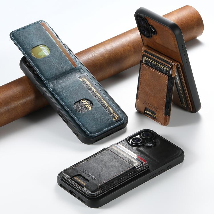 For iPhone 14 Pro Suteni H03 Oil Wax Leather Wallet Stand Back Phone Case(Brown) - HoMEdemic™ 