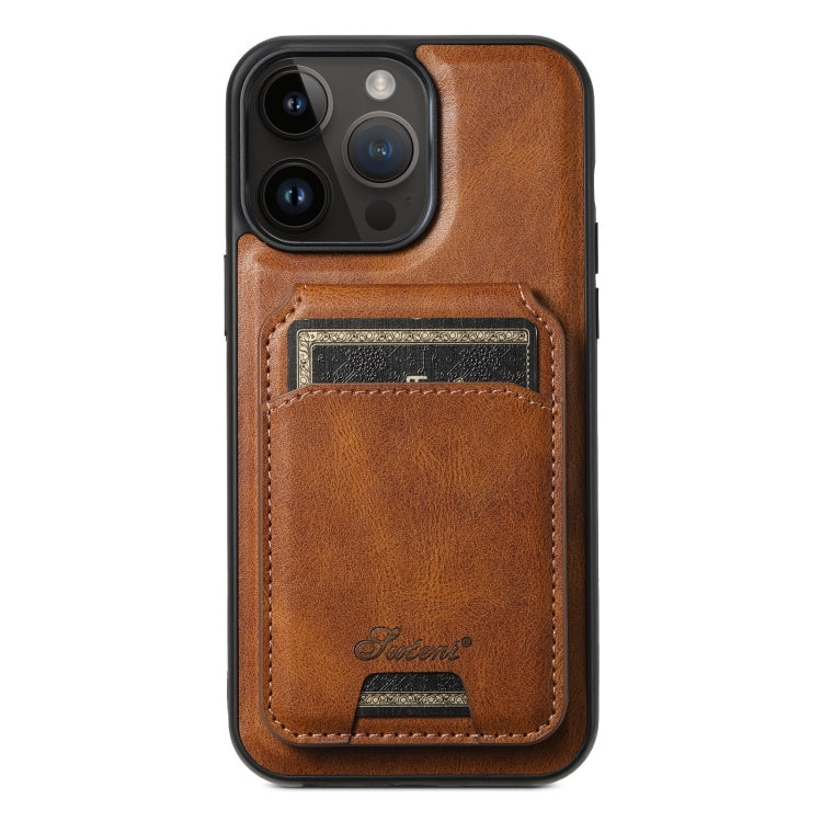 For iPhone 14 Pro Suteni H15 MagSafe Oil Eax Leather Detachable Wallet Back Phone Case(Brown) - HoMEdemic™ 