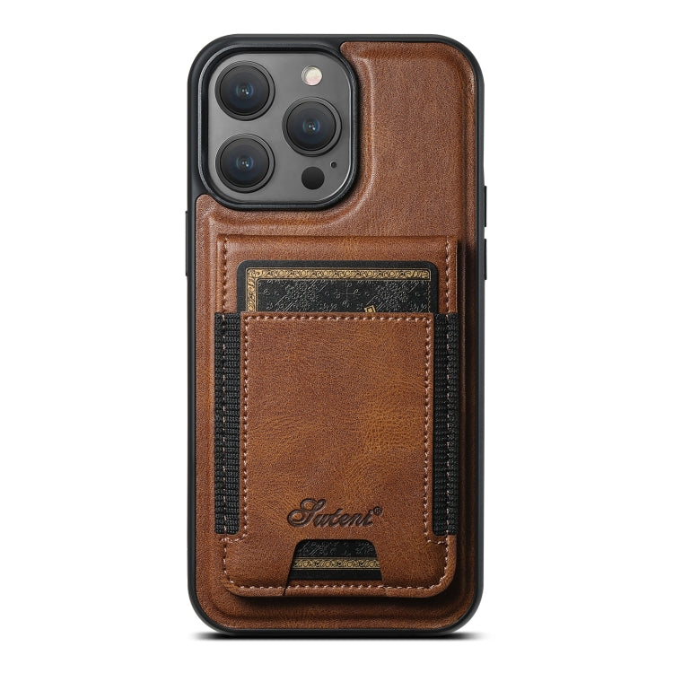 For iPhone 14 Pro Suteni H17 Oil Eax Leather MagSafe Detachable Wallet Phone Case(Brown) - HoMEdemic™ 