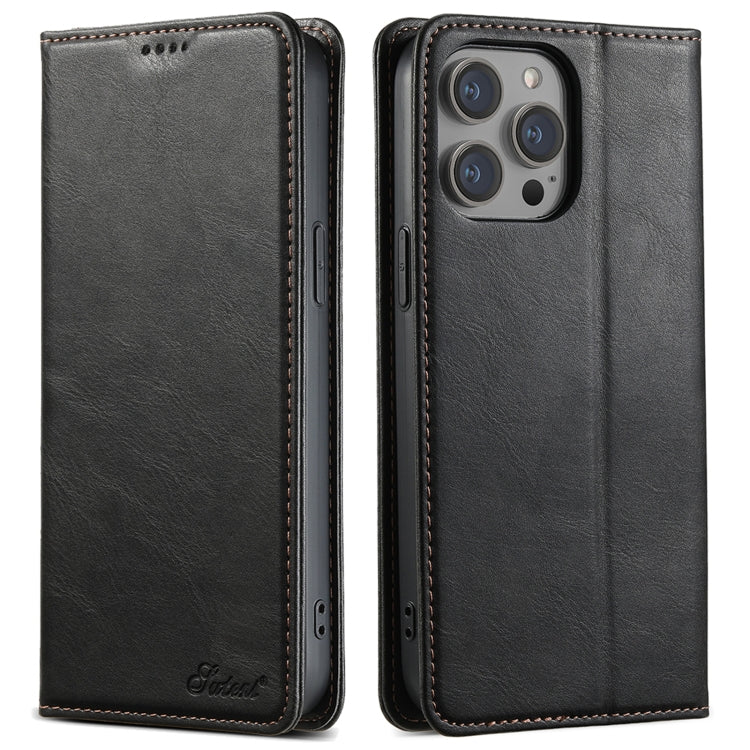 For iPhone 14 Pro Suteni J02 Oil Wax Wallet Leather Phone Case(Black) - HoMEdemic™ 