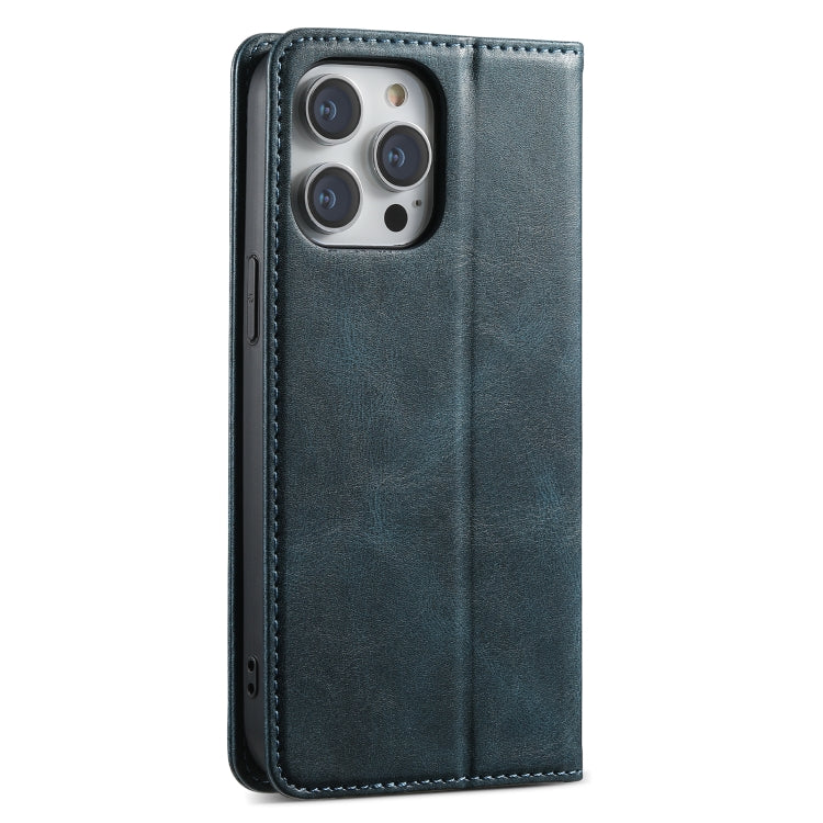 For iPhone 14 Pro Suteni J02 Oil Wax Wallet Leather Phone Case(Blue) - HoMEdemic™ 