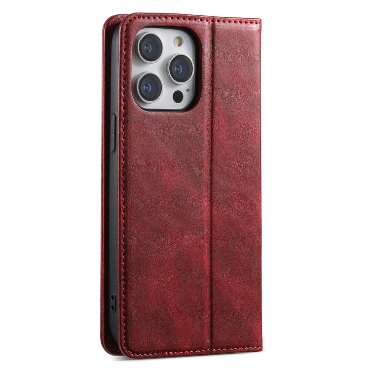 For iPhone 14 Pro Suteni J02 Oil Wax Wallet Leather Phone Case(Red) - HoMEdemic™ 