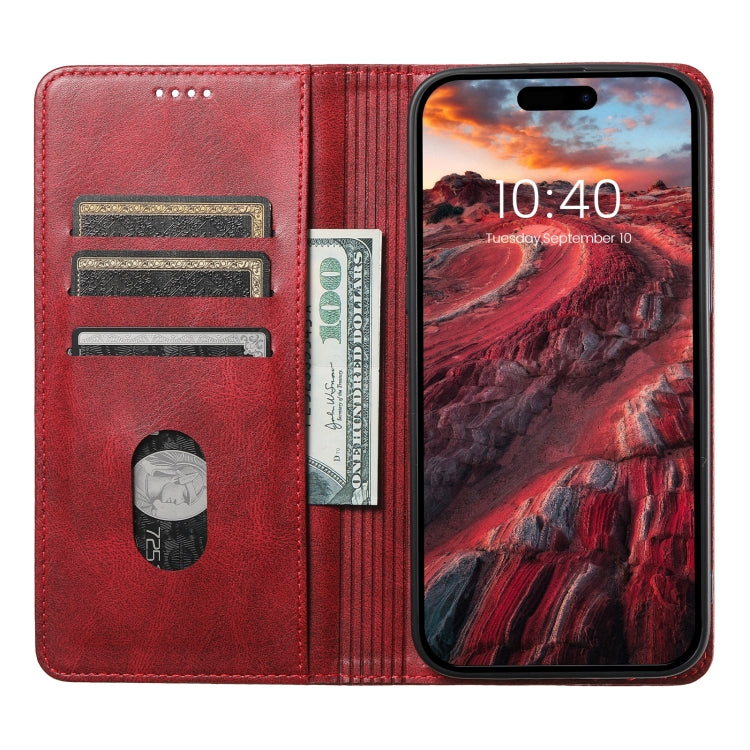 For iPhone 14 Pro Suteni J02 Oil Wax Wallet Leather Phone Case(Red) - HoMEdemic™ 