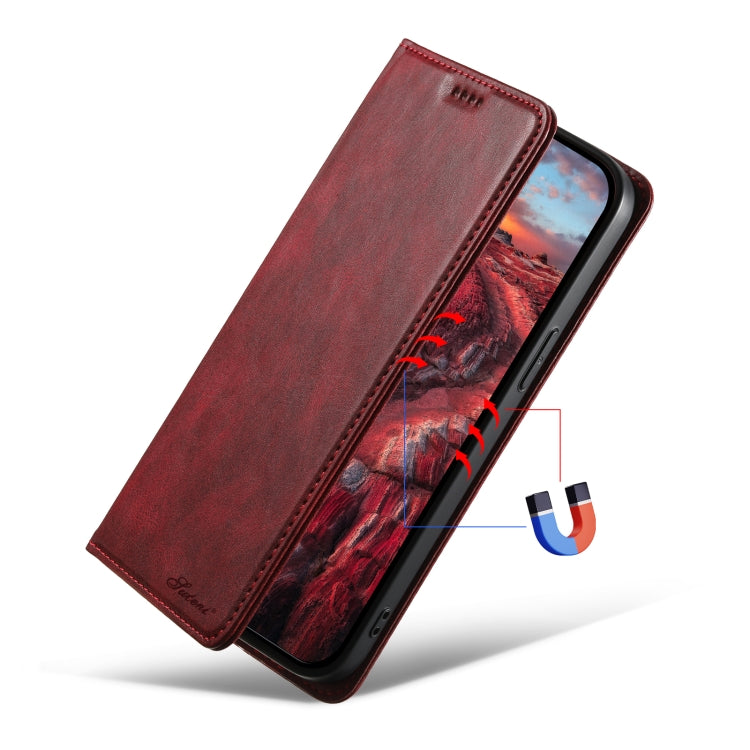 For iPhone 14 Pro Suteni J02 Oil Wax Wallet Leather Phone Case(Red) - HoMEdemic™ 