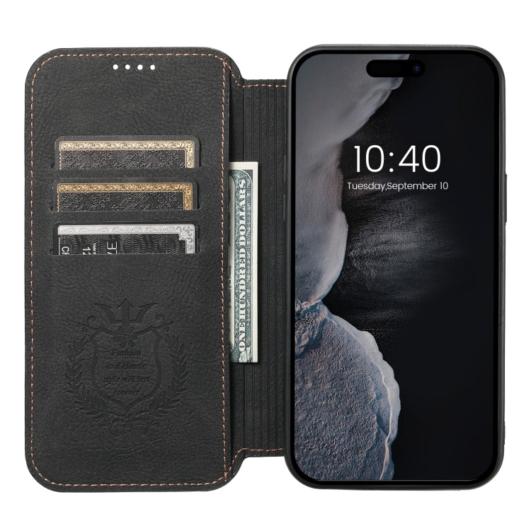 For iPhone 14 Pro Suteni J06 Retro Matte Litchi Texture Leather Magnetic Magsafe Phone Case(Black) - HoMEdemic™ 