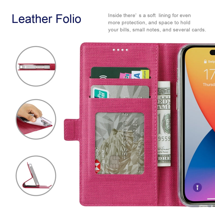 For iPhone 14 Pro ViLi K Series Dual-side Buckle Magsafe Leather Phone Case(Rose Red) - HoMEdemic™ 