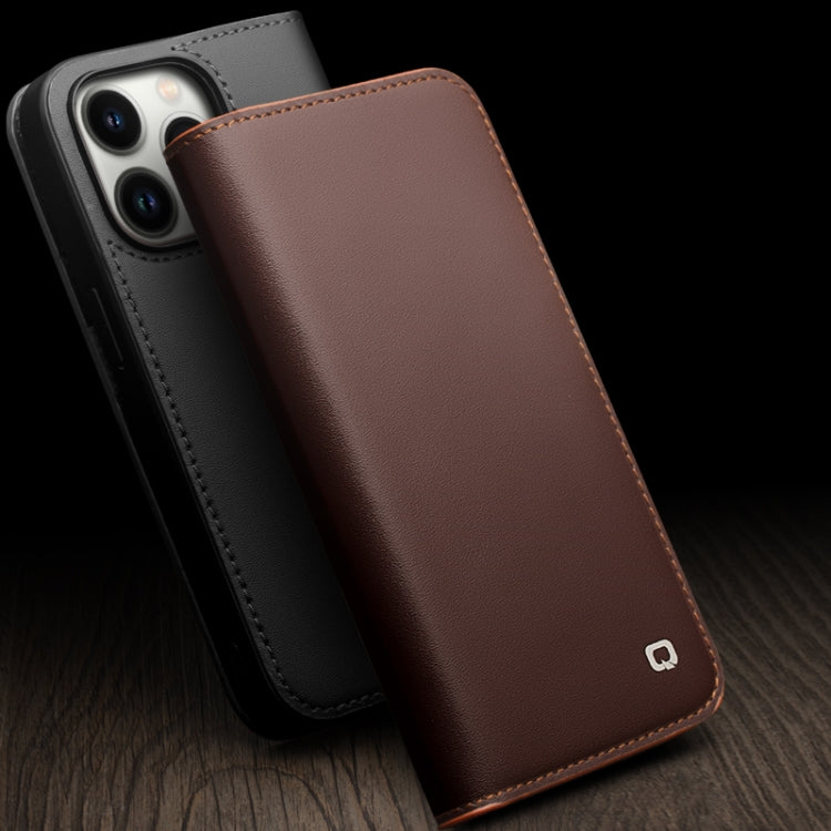 For iPhone 14 QIALINO Business Horizontal Flip PU Phone Case (Brown) - HoMEdemic™ 