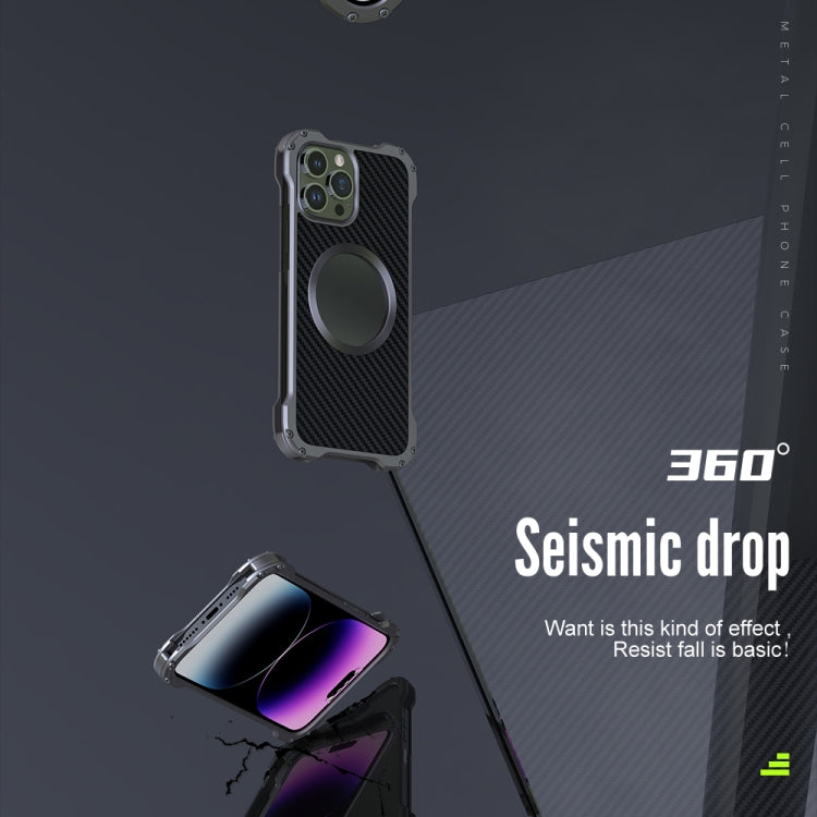 For iPhone 14 R-JUST RJ51 Hollow Shockproof Metal Phone Case (Dark Grey) - HoMEdemic™ 