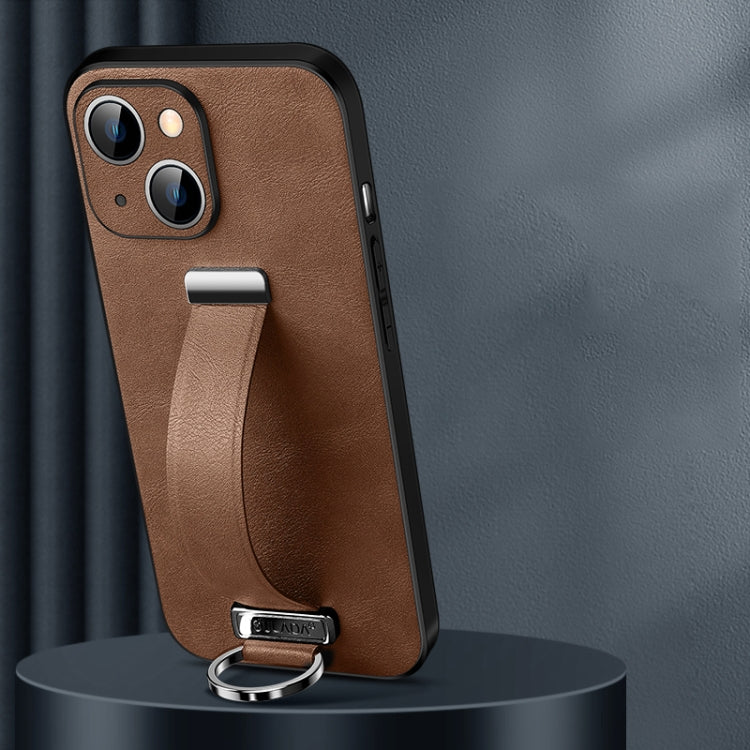 For iPhone 14 SULADA Cool Series PC + Leather Texture Skin Feel Phone Case(Brown) - HoMEdemic™ 
