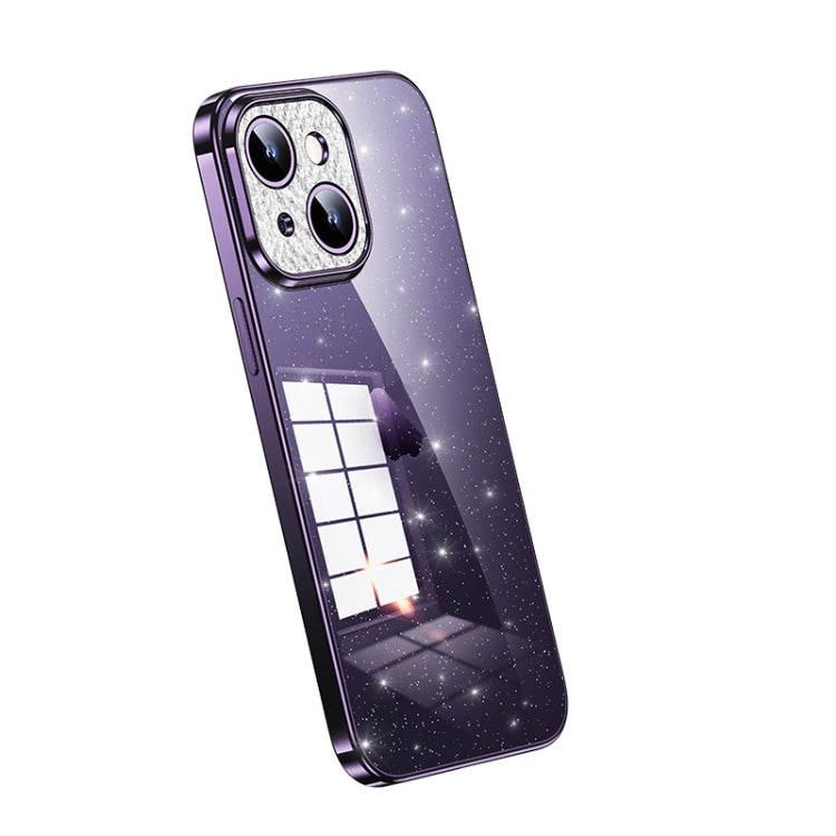 For iPhone 14 SULADA Electroplated Transparent Glittery TPU Phone Case(Purple) - HoMEdemic™ 