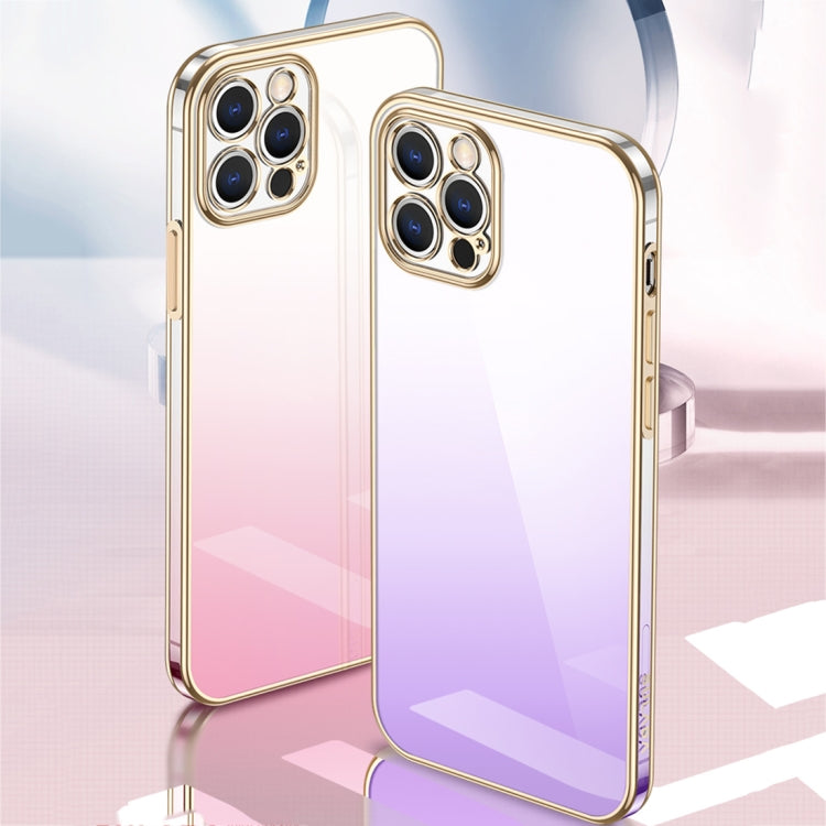 For iPhone 14 SULADA Iridescence Series Plating Transparent Gradient Phone Case(Gold) - HoMEdemic™ 
