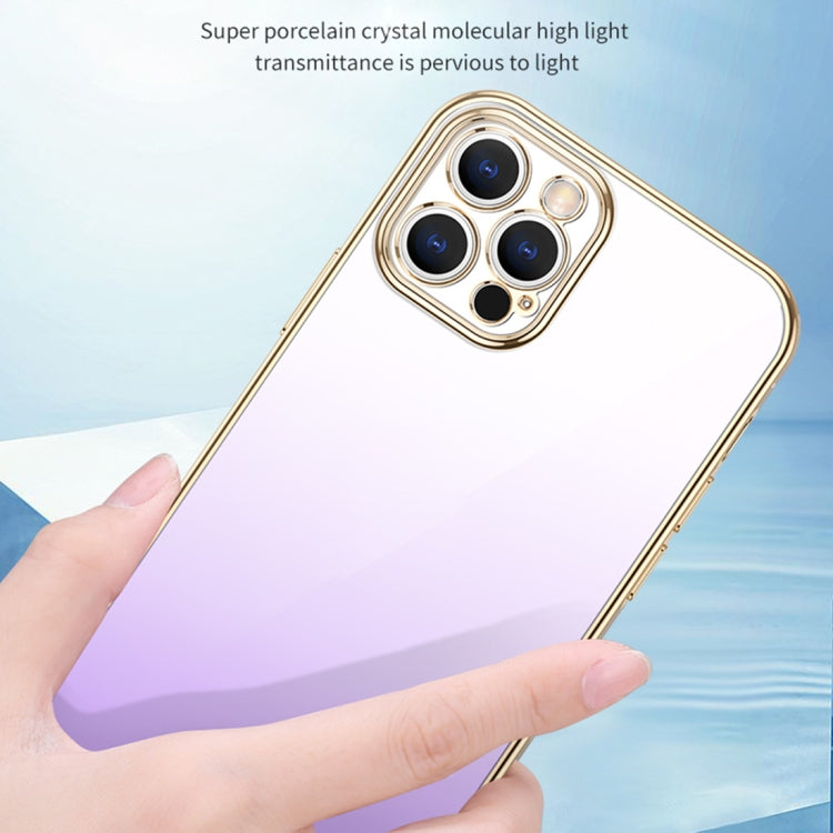 For iPhone 14 SULADA Iridescence Series Plating Transparent Gradient Phone Case(Gold) - HoMEdemic™ 