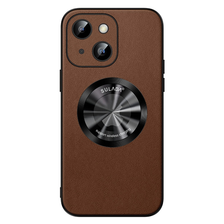 For iPhone 14 SULADA Microfiber Leather MagSafe Magnetic Phone Case(Brown) - HoMEdemic™ 
