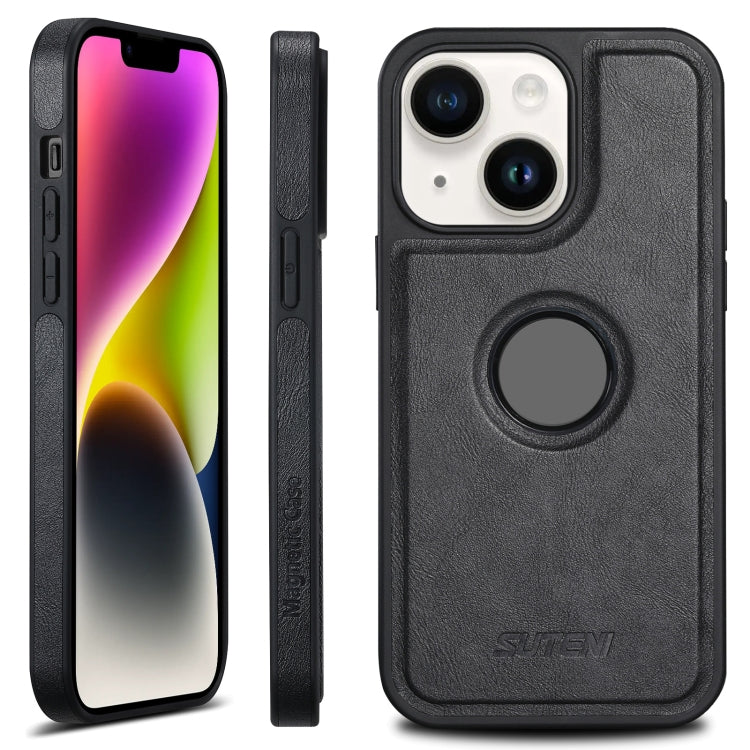 For iPhone 14 Suteni G1 Magsafe Leather Back Phone Case(Black) - HoMEdemic™ 