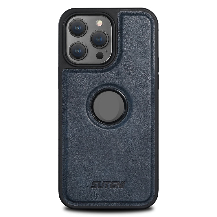For iPhone 14 Suteni G1 Magsafe Leather Back Phone Case(Blue) - HoMEdemic™ 