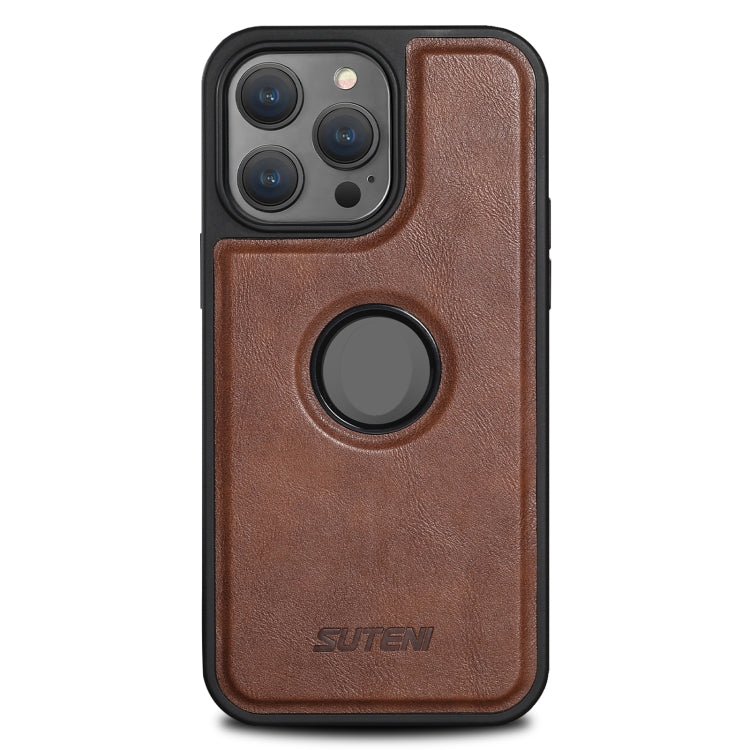For iPhone 14 Suteni G1 Magsafe Leather Back Phone Case(Brown) - HoMEdemic™ 