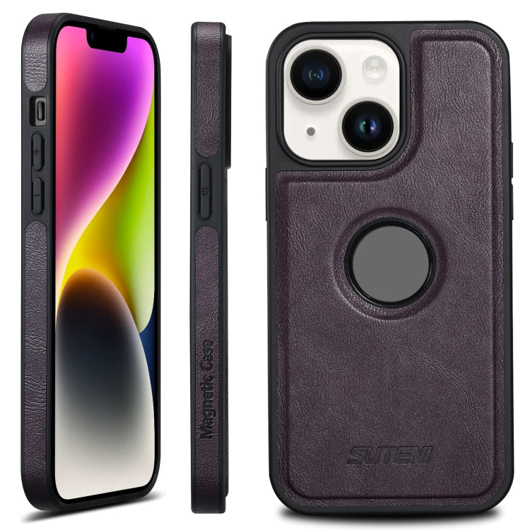 For iPhone 14 Suteni G1 Magsafe Leather Back Phone Case(Purple) - HoMEdemic™ 