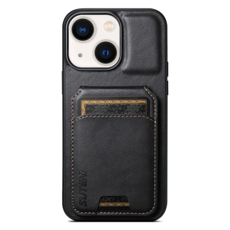 For iPhone 14 Suteni H02 Leather Wallet Stand Back Phone Case(Black) - HoMEdemic™ 