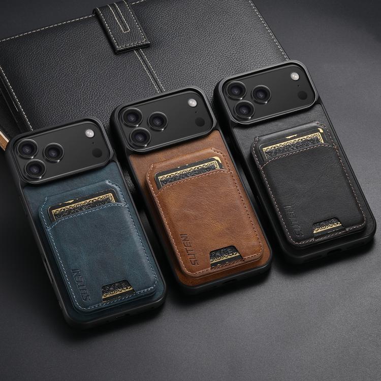 For iPhone 14 Suteni H02 Leather Wallet Stand Back Phone Case(Black) - HoMEdemic™ 