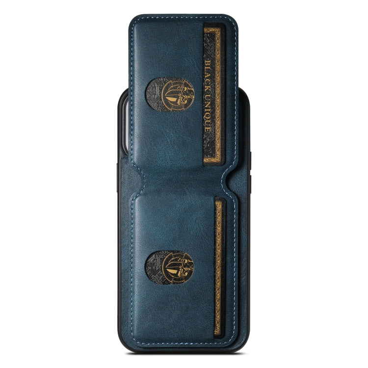 For iPhone 14 Suteni H02 Leather Wallet Stand Back Phone Case(Blue) - HoMEdemic™ 