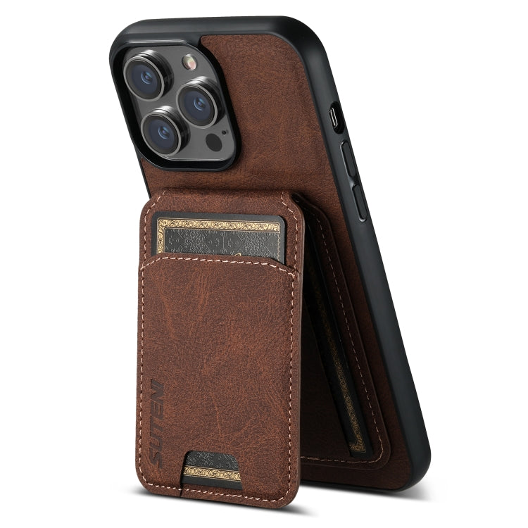 For iPhone 14 Suteni H02 Litchi Leather Card Wallet Stand Back Phone Case(Brown) - HoMEdemic™ 