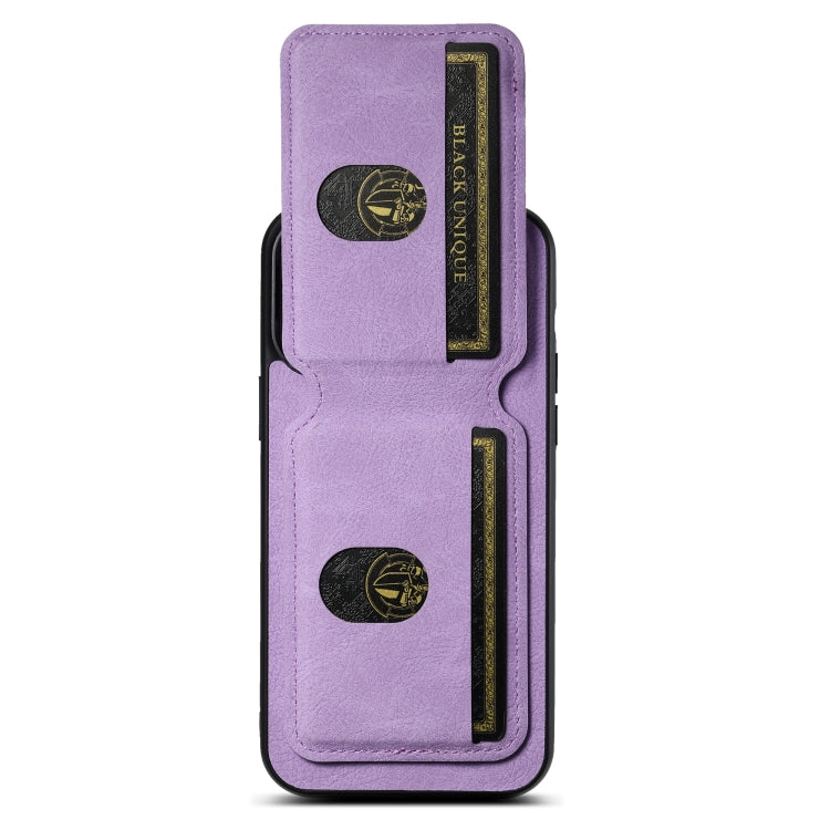 For iPhone 14 Suteni H02 Litchi Leather Card Wallet Stand Back Phone Case(Purple) - HoMEdemic™ 