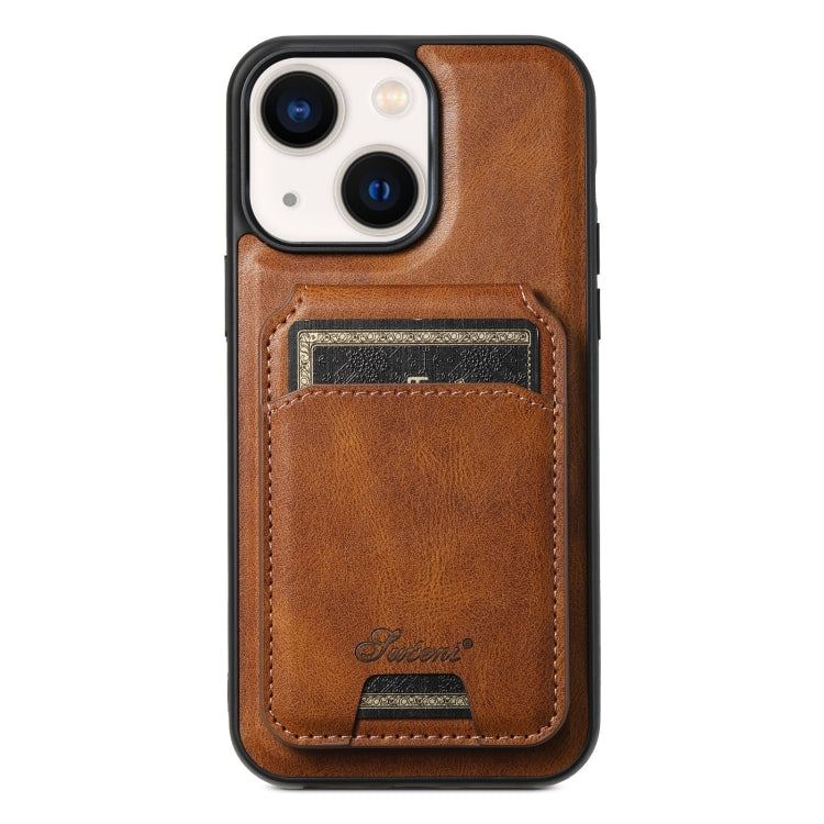 For iPhone 14 Suteni H15 MagSafe Oil Eax Leather Detachable Wallet Back Phone Case(Brown) - HoMEdemic™ 