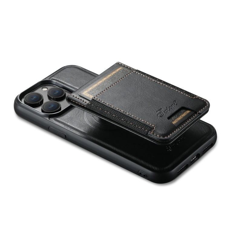 For iPhone 14 Suteni H17 Oil Eax Leather MagSafe Detachable Wallet Phone Case(Black) - HoMEdemic™ 