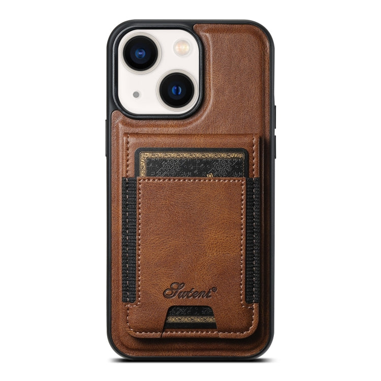 For iPhone 14 Suteni H17 Oil Eax Leather MagSafe Detachable Wallet Phone Case(Brown) - HoMEdemic™ 